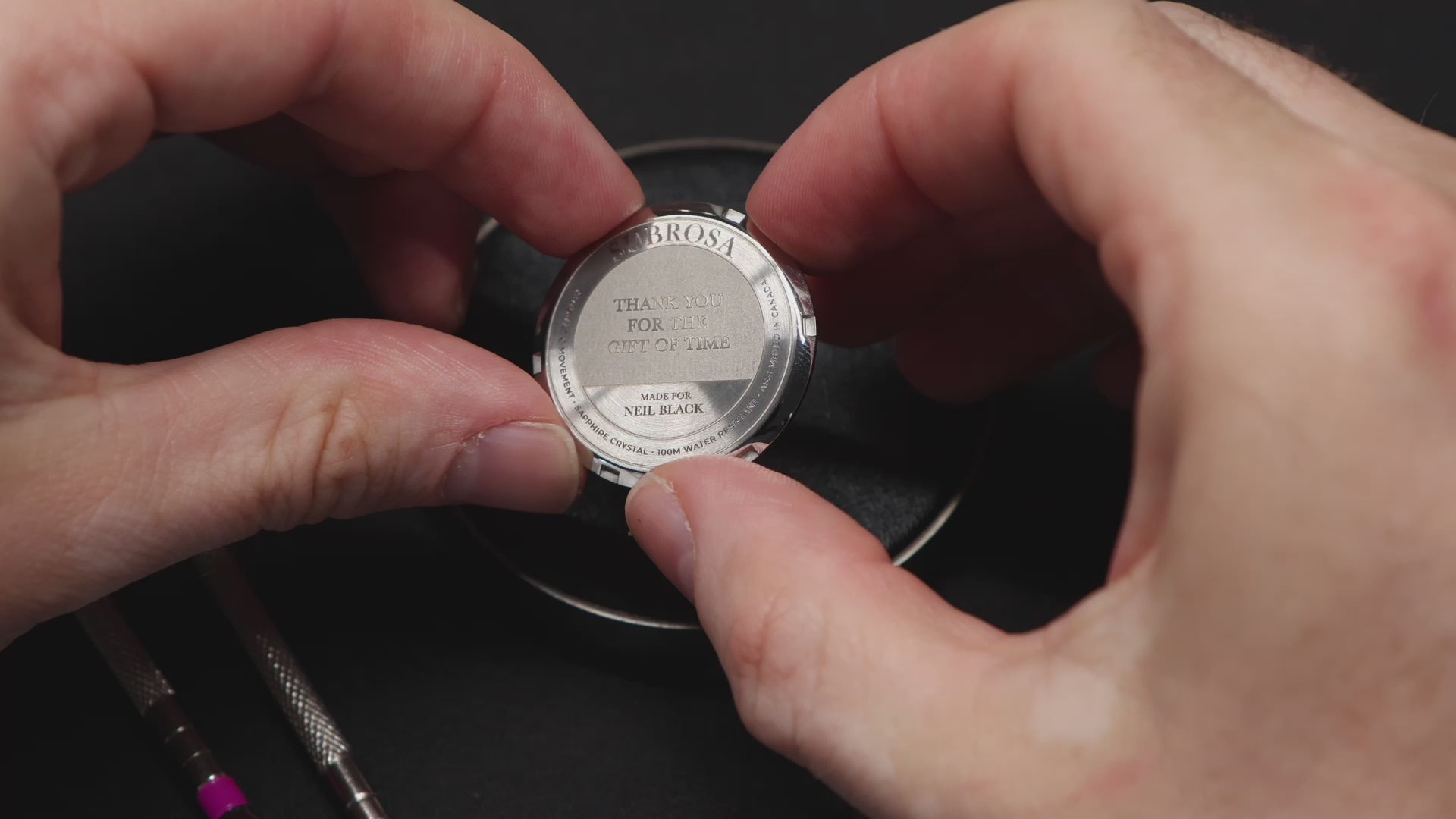 Caseback engraving